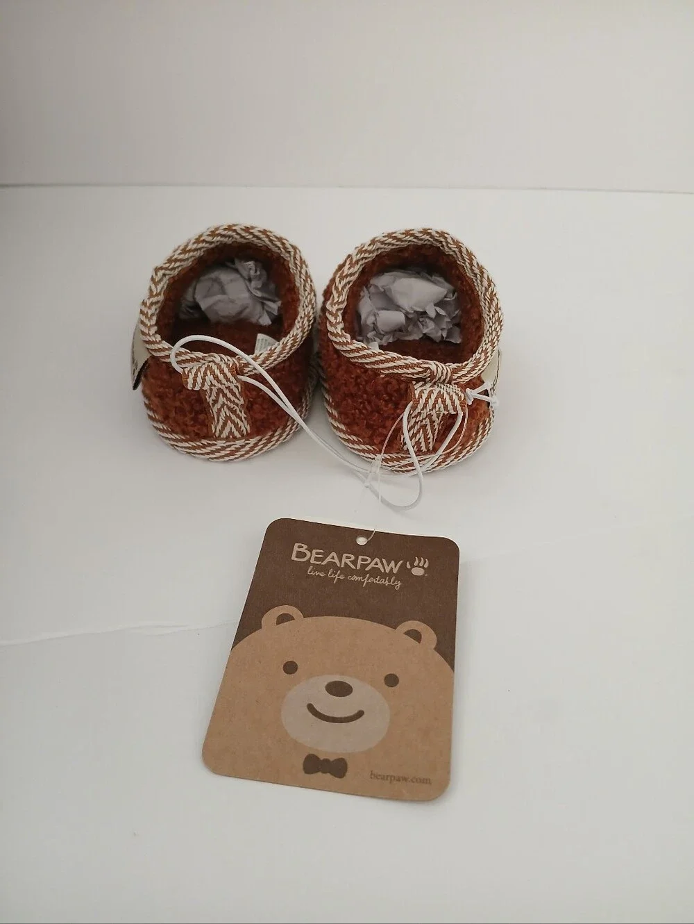 BearPaw Baby's Brown Sherpa Slip-On Slippers Size 0-6 Months